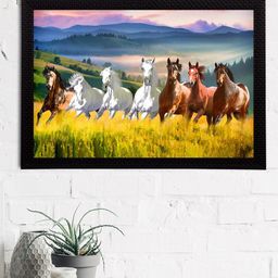eCraftIndia Blue & Brown 7 Lucky Running Horses Satin Matt Texture UV Art Painting-image-68