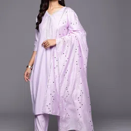 Libas Women Ethnic Motifs Yoke Design Regular Sequinned Kurta with Trousers  With Dupatta-11