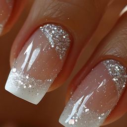 24-Pcs Artificial Reusable Nails In Star Glitter Manicure Design With Glue-0