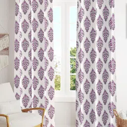Trance Home Linen Mauve 2 Pieces Printed Room Darkening Pure Cotton Long Door Curtains-image-17
