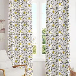 Trance Home Linen White 2 Pieces Printed Room Darkening Pure Cotton Long Door Curtains-image-15