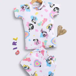 YK X Minute Mirth Infants Girls Powerpuff Girls Printed Pure Cotton Top with Shorts-picture-16