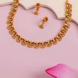 Kushal's Fashion Jewellery Ruby Gold-Plated Ethnic Antique Necklace-31