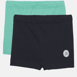 METRO KIDS COMPANY Girls Sea Green & Navy Blue Pack of 2 Pure Cotton Boxer Style Briefs-image-22