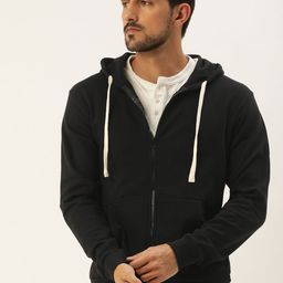 Campus Sutra Men Black Solid Hooded Sweatshirt-picture-37