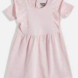 Happy Faces Girls Striped Ruffled Fit & Flare Pure Cotton Dress-picture-21