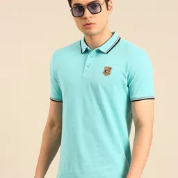 Being Human Polo Collar Pure Cotton T-shirt with Applique Detail-image-58