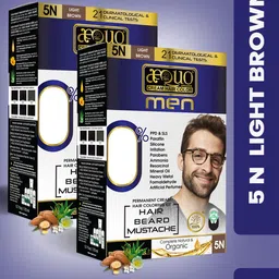 Aequo Organic Men  Set Of 2 Permanent Hair Color For Hair Beard & Moustache Men - 5N Light Brown - 170 ml-9