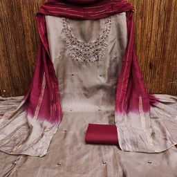 LeeliPeeri Designer Floral Embroidered Unstitched Dress Material-image-42