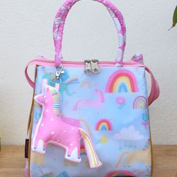 ROSADA Kids Blue Unicorn Printed Lightweight Waterproof Tote Bag-21