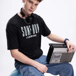 Kook N Keech Men Typography Printed Drop-Shoulder Sleeves Oversized Pure Cotton T-shirt-picture-42