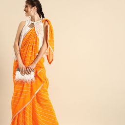 Sangria Mustard Yellow Embellished Pure Georgette Saree-image-6