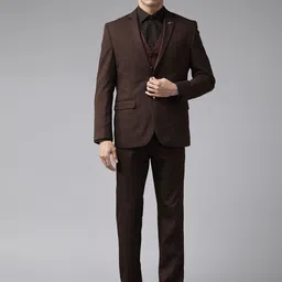 Van Heusen Men Checked Slim-Fit Single-Breasted Three-Piece Formal Suit-image-89