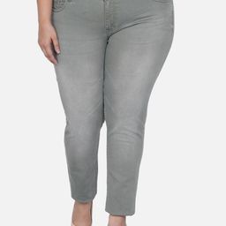 Kiaahvi by JOHN PRIDE Women Plus Size Grey Skinny Fit Heavy Fade Stretchable Jeans-image-86