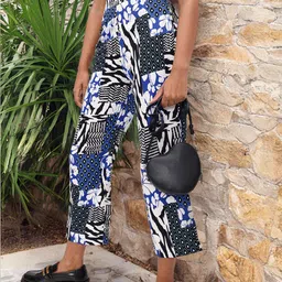 DressBerry Women Combined Floral And Geometric Print Parallel Trousers-image-24