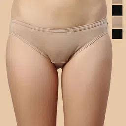 Enamor Pack Of 5 Cotton Classic Antimicrobial And Stain Release Finish Bikini Panty-CB03-image-75
