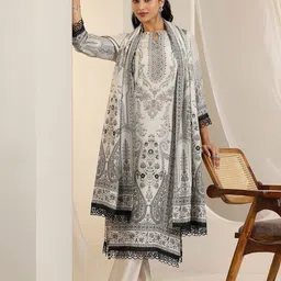 Libas Floral Printed Keyhole Neck Straight Kurta With Trousers And Dupatta-25