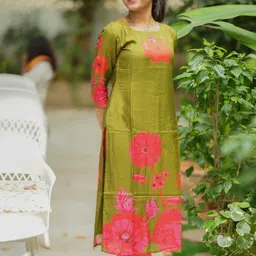 Anni Designer Floral Printed Notch Neck Straight Kurta With trousers-image-13