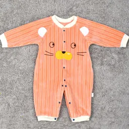 Moms Home Infant Orange-Colored Printed Organic Cotton Rompers-25