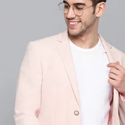 Mast & Harbour Men Pink Textured Single-Breasted Casual Blazer-image-75