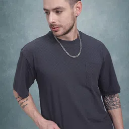 The Roadster Life Co. Geometric Self-Design Drop-Shoulder Sleeves Relaxed Fit T-shirt-image-83