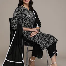 Anouk Women Floral Printed Regular Kurta with Palazzos & With Dupatta-picture-52