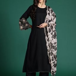 Indo Era Floral Embroidered Kurta with Trousers & With Dupatta-33