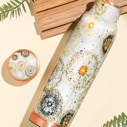 BOROSIL Vesta Grey & Black Floral Printed BPA Free Pure Copper Water Bottle 950ml-image-30