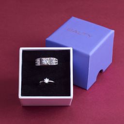 SALTY Unisex Set of 2 Unity Solitaire Couple Ring for Valentines Day & Anniversary Gift-81