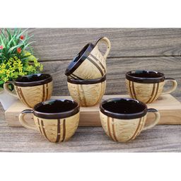 laghima jadon Brown Geometric Printed Ceramic Glossy Cups Set of Cups and Mugs-47