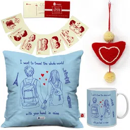 Indigifts Blue Pack of 4 Travel Quote Valentines Day Gift Set-image-46