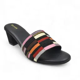 SHRIVAS BY ARCHITA MEHTA Embellished Open Toe Suede Block Heels image 3