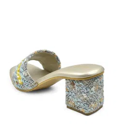 SHRIVAS BY ARCHITA MEHTA Embellished Open Toe Mesh Block Heels image 5