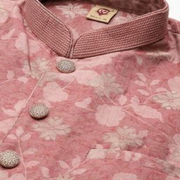 Manu Men Pink Regular Kurta with Churidar & Jacket image 2