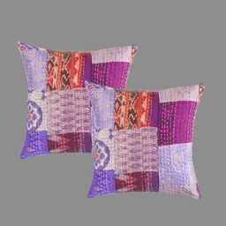 HANDICRAFT PALACE Purple & Maroon Set of 5 Embroidered Square Cushion Covers-image-17