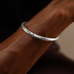 Roadster Men Silver Oxidised Handcrafted Tribal Motifs Silver-Plated Bangle-Style Bracelet-47