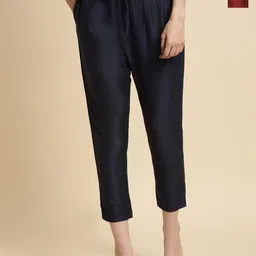 Rangita Women Pack Of 2 Relaxed Straight Leg Slim Fit Pleated Ethnic Trousers-image-64