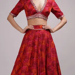 Breathe by Aakanksha Singh Printed Sequinned Made to Measure Lehenga & Blouse With Dupatta image 2