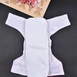 Moms Home Infants Set Of 3 Adjustable & Reusable Cotton Pocket Diapers With 3 Inserts image 2