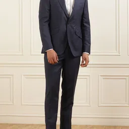 HACKETT LONDON Men Checked Pure Wool Single-Breasted Two-Piece Formal Suit-image-24