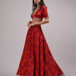 Breathe by Aakanksha Singh Printed Sequinned Made to Measure Lehenga & Blouse With Dupatta image 3