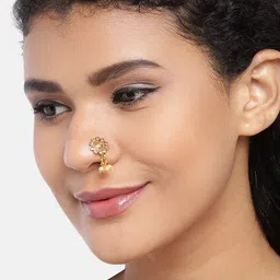 JEWELS GEHNA Gold-Plated Cubic Zirconia-Studded Clip-On Nosepin-58