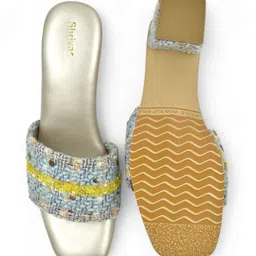 SHRIVAS BY ARCHITA MEHTA Embellished Open Toe Mesh Block Heels image 3