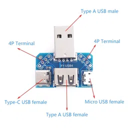 USB Adapter Board Male To Female Adapter Micro USB/Type-C Interface 4P 2.54mm image 4