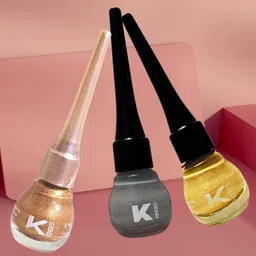 KINDED 3-Pcs Long Lasting Eyeliner - 5ml Each - Golden Glaze-Greyish Silver & Cool Copper-21
