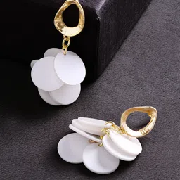 TOKYO TALKIES X rubans FASHION ACCESSORIES Gold-Plated White Circular Drop Earrings-33