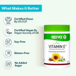 OZiva Plant Based Vitamin E Capsules with Argan Oil & Aloe Vera - 30 Capsules image 5
