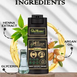 QUIKHENNA Set of 2 Grey Coverage Hair Color Shampoo 400 ml each - Natural Black 1N image 2