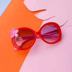 Spiky Kids Purple Lens & Red Oval Sunglasses with UV Protected Lens 1508-67