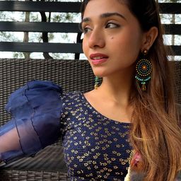 Bindigasm's Advi Foil Printed Frill Sleeves Stretchable Saree Blouse-image-100